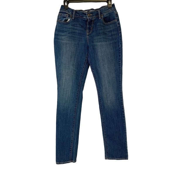EUC Old Navy Mid Rise Medium Wash Blue Denim Stretch Curvy Straight Jeans Size 2 - Picture 1 of 10